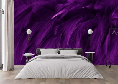 Beautiful Purple bird feathers pattern texture background. Wall mural