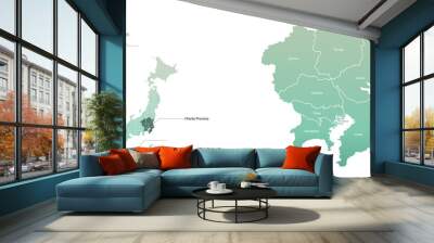 kanto map. japan provinces map. vector map of japanese rigion. Wall mural