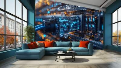 Connection Cable to Network Port in Technology Setup Wall mural