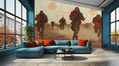 Realistic War Scene with Soldiers in Action Wall mural