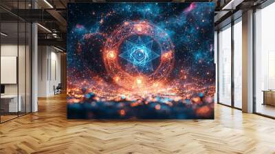 Zodiac Symbols in Cosmic Surroundings Wall mural