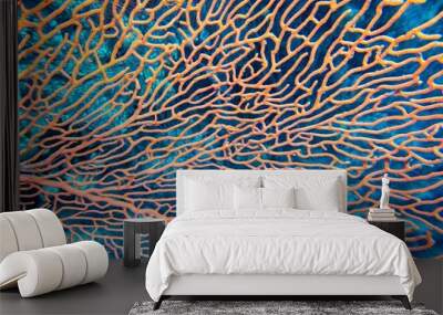 Abstract background . Organic texture of Pink Sea Fan or Gorgonia coral (Annella mollis) Wall mural