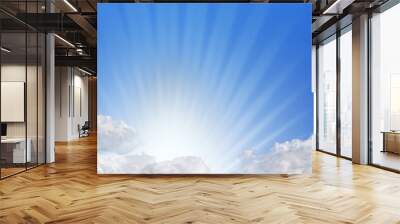 Sun behind clouds background Wall mural