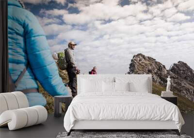 Germany, Bavaria, Oberstdorf, hikers in alpine scenery Wall mural