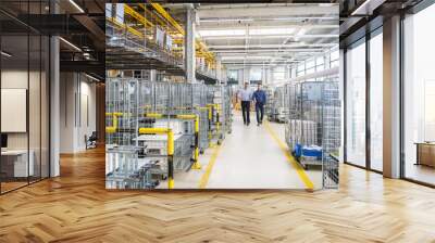 Two men walking in factory shop floor Wall mural