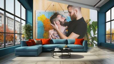 Young gay couple in love Wall mural