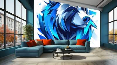 Abstract Blue Bear Illustration Wall mural