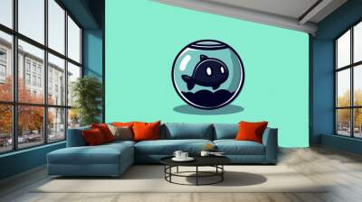 Black Fish in a Bowl Wall mural