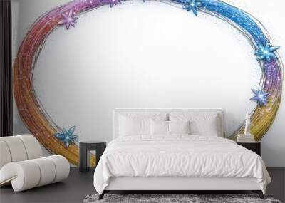 Colorful Glitter Frame with Stars Wall mural