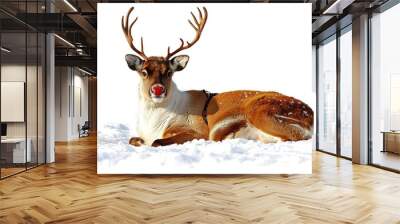 Reindeer with Red Nose in the Snow Wall mural