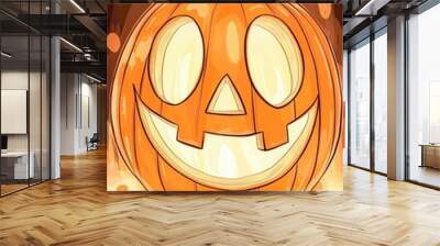 Smiling Jack-O-Lantern Pumpkin Illustration Wall mural