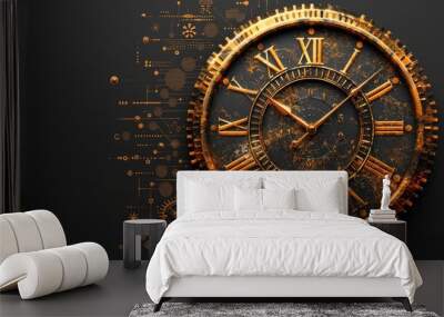 Vintage Clock Face with Abstract Background Wall mural