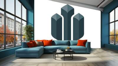 Abstract Geometric Logo with Three Towers Wall mural