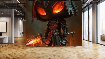 Dark Fantasy Character with Fiery Eyes and Sword Wall mural