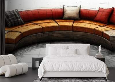 Modern Curved Sofa Design Sketch Wall mural