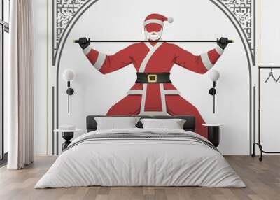 Santa Claus Martial Arts Illustration Wall mural