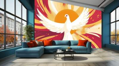 White Dove in a Burst of Light Wall mural