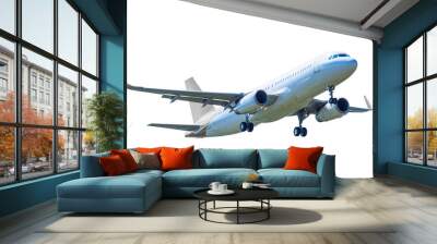 Commercial plane isolated on white background with clipping path Wall mural