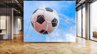 soccer ball in goal net Wall mural