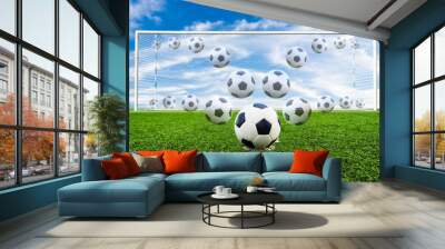 soccer ball line to goal Wall mural