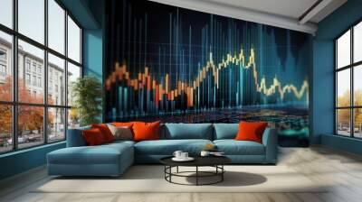 Stock market or forex trading graph and chart investmentgrowth. generate by AI Wall mural