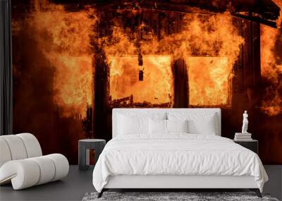 Burning house Wall mural