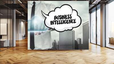 Business intelligence text on cloud computing theme with Wall mural