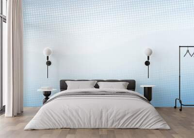 abstract dotted light blue background with sheer waves. halftone pattern illustration on white in 4k Wall mural