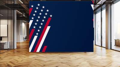 Red and white stripes and white stars on dark blue background. Concept illustration of the flag of the United States of America (USA, US, America). Copy space. Wall mural