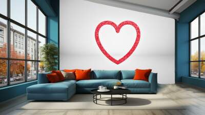 Sparkling red glitter heart on light gray or white background. Romantic symbol of love and Valentine's Day. Wall mural