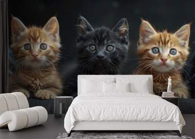 Adorable AI-Generated Kittens in a Row Wall mural