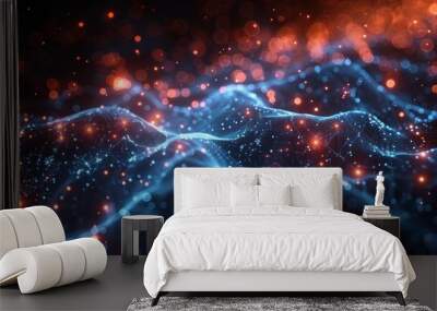 Digital Abstract Background for Technology, AI, Neural Networks, Digital Storage, Science Education, and More Wall mural