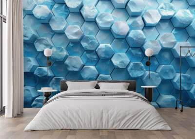 Futuristic Geometric Textured 3D Wall Background in Light Blue and White Tones Wall mural