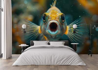 Surprised Fish with Wide Open Mouth and Big Eyes - Front View Wall mural