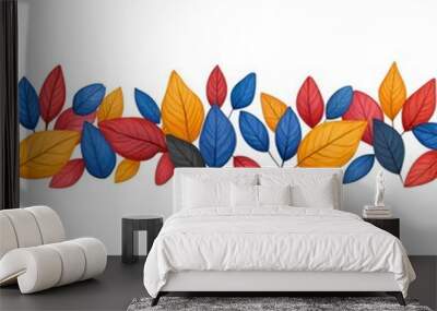 Vibrant Fall Foliage Border - Seamless Autumn Leaves Pattern Wall mural