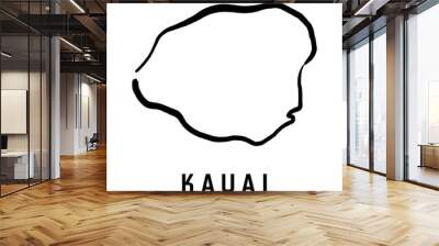 Kauai island simple outline vector map Wall mural