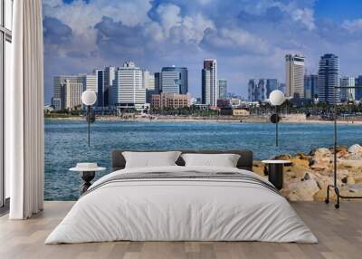 South Tel Aviv skyline seen from Jaffa. City of Tel Aviv, Israel. Wall mural