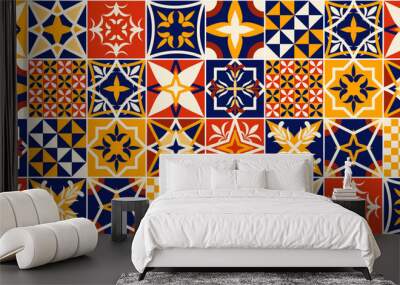 Talavera style Spanish floor tile vector set Wall mural