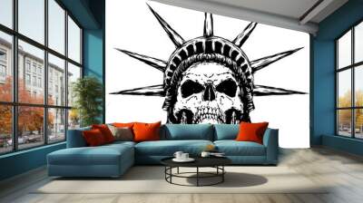 black and white engrave evil vector skull face Wall mural