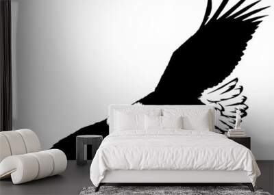 black and white linear paint draw eagle bird illustration Wall mural