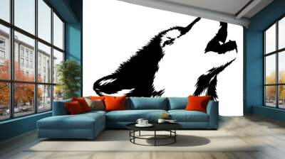 black and white paint draw wolf illustration Wall mural