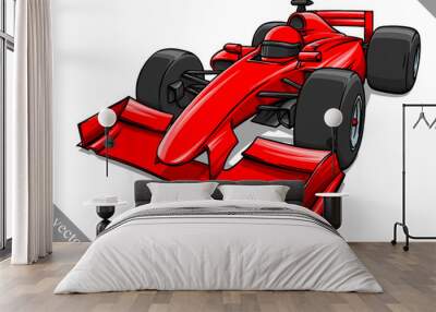 funny fast cartoon formula race car vector illustration art Wall mural