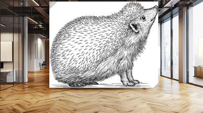 Vintage engrave isolated hedgehog set illustration cut ink sketch. Wild pet background line hedge vector art Wall mural