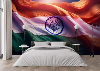 waving flag isolated on a transparent background Wall mural