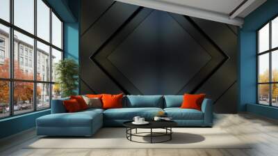 Steel 3d render sheet with technological lines. Chrome plated gradient surface with simple industrial futuristic tracery. Interior diagonal design of geometric minimalism Wall mural