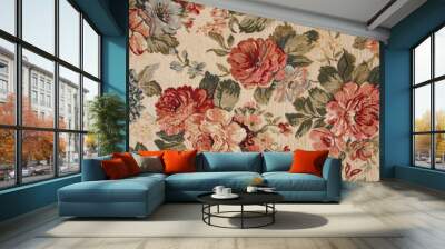 floral pattern fabric as background Wall mural