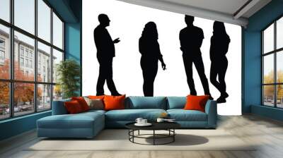 people making chat, silhouette vector Wall mural