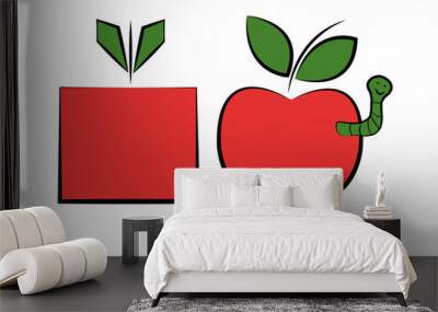 two apples, one is organic other is gmo Wall mural