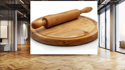 Rolling pin and board isolated Wall mural