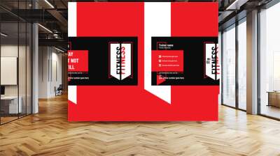 Business card for gym fitness trainer red black style minimal corporate shapes bold Wall mural